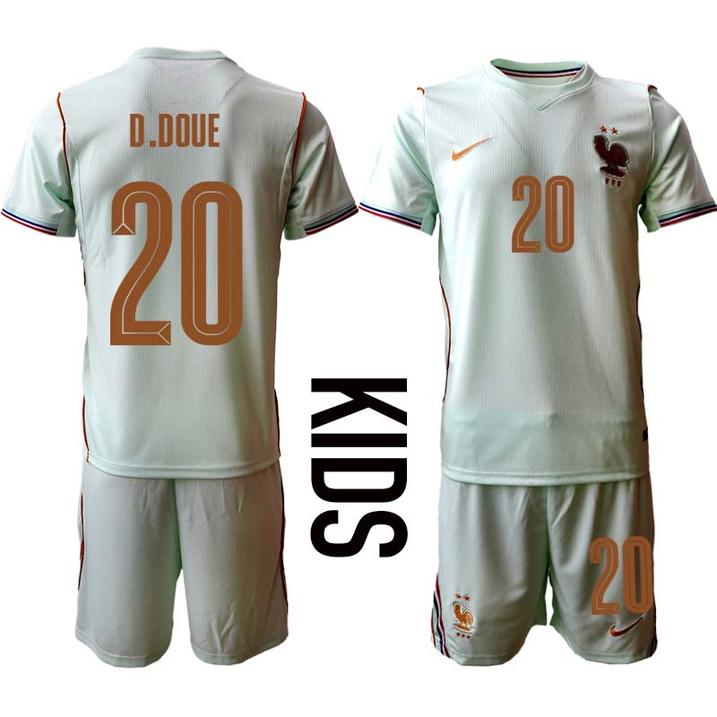 Frankrike Bortatröja VM 2026 Désiré Doué 20 Fotbollskit Barn