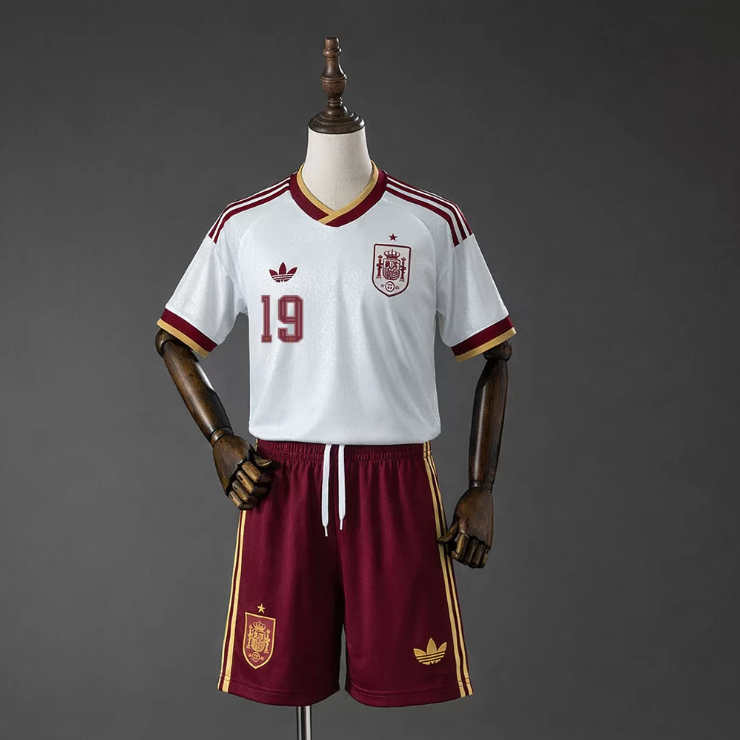 Spanien Landslagtröja VM 2026 Lamine Yamal 19 Borta Barn Fotbollskit-2