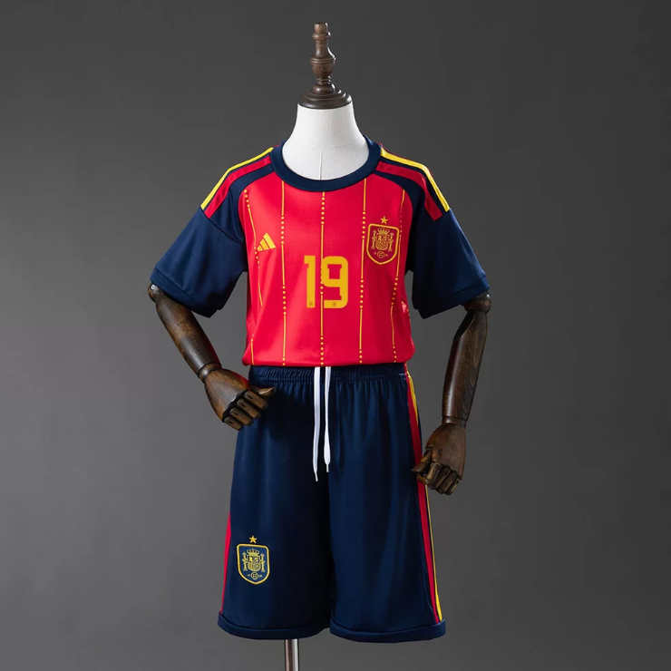 Spanien Landslagtröja VM 2026 Lamine Yamal 19 Hemma Barn Fotbollskit-1
