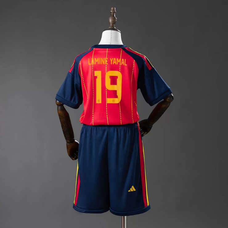 Spanien Landslagtröja VM 2026 Lamine Yamal 19 Hemma Barn Fotbollskit-2