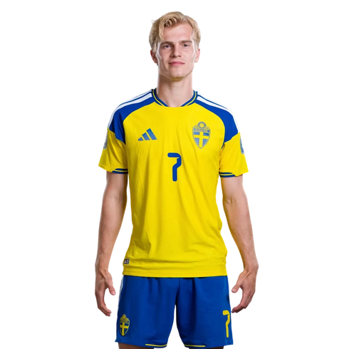 Sverige Matchtröja VM 2026 Lucas Bergvall 7 – Hemmatröja Herr