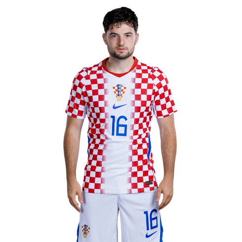 Martin Baturina 16 Kroatien Hemmaställ VM 2026 Herr Matchtröja Med Shorts