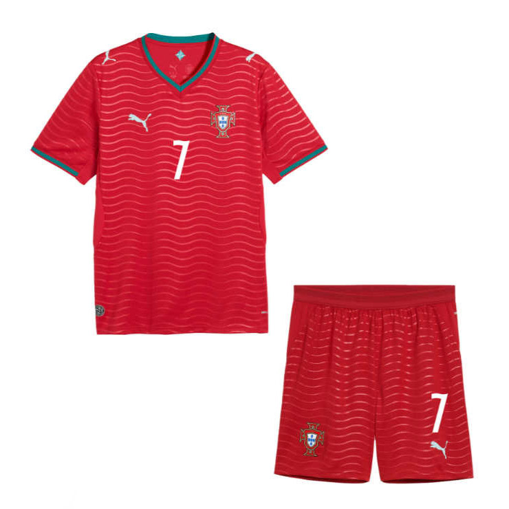Portugal Hemmatröja VM 2026 Barn Cristiano Ronaldo #7 Fotbollsset-1