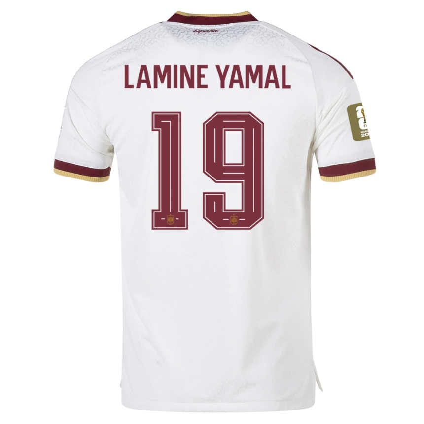 Spanien Bortaställ VM 2026 Lamine Yamal 19 Herr matchtröja med VM-Patch