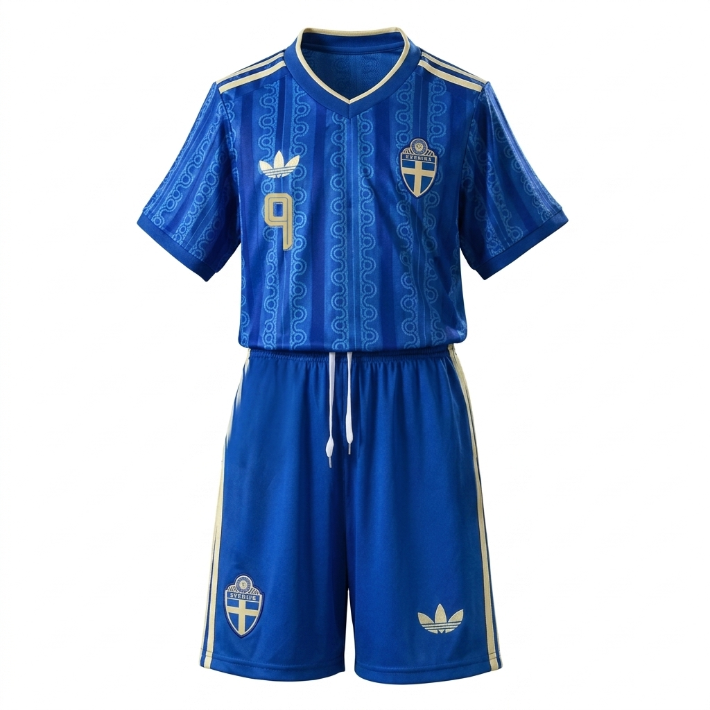 Sverige VM 2026 Bortaställ Barn Alexander Isak 9 Tröja + Shorts-1