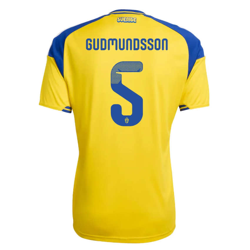 Sverige Matchtröja VM 2026 Hemmatröja Gabriel Gudmundsson 5 Herr Kortärmad
