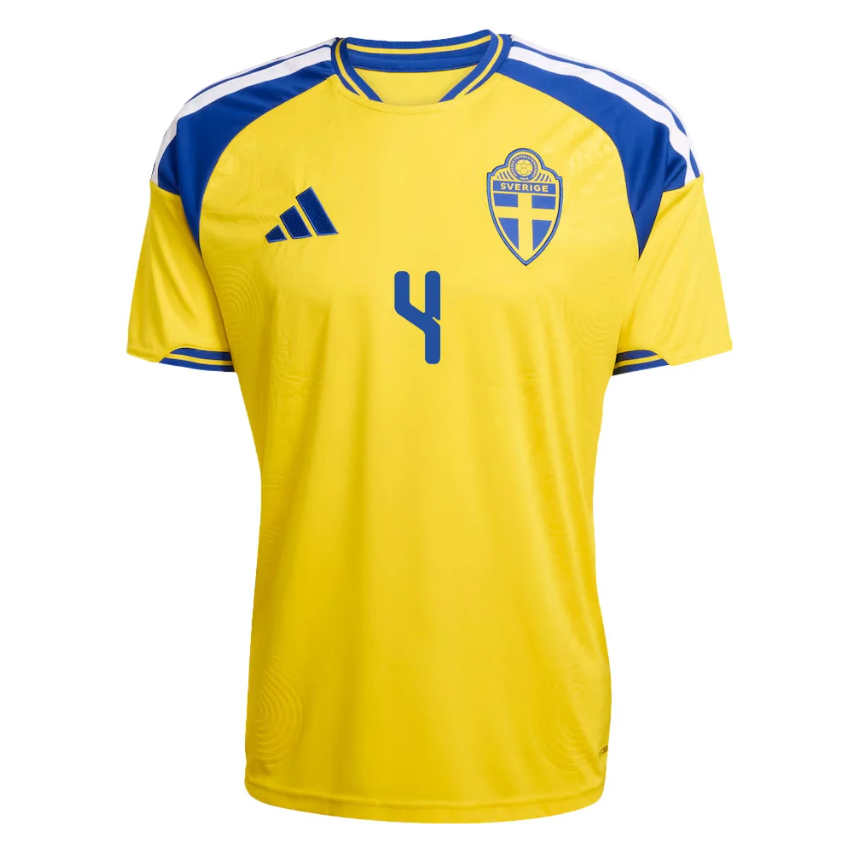 Sverige Matchtröja VM 2026 Hemmatröja Isak Hien 4 Herr Kortärmad-2