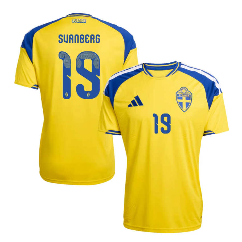 Sverige Matchtröja VM 2026 Hemmatröja Mattias Svanberg 19 Herr Kortärmad-1