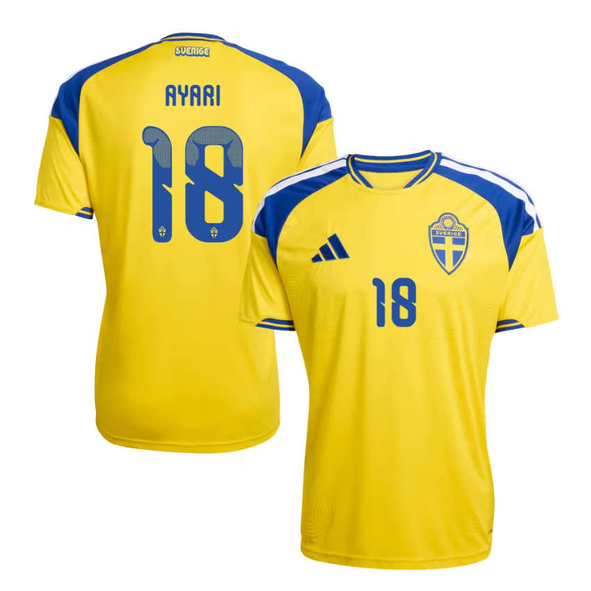 Sverige Matchtröja VM 2026 Hemmatröja Yasin Ayari 18 Herr Kortärmad-2