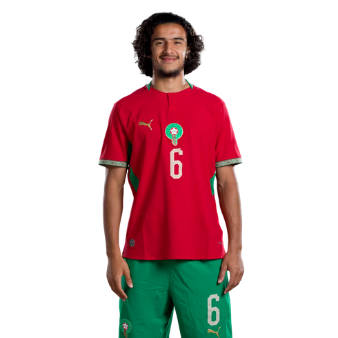 Marocko Matchtröja VM 2026 Ayyoub Bouaddi 6 Hemmaställ Herr Fotbollsställ med Shorts