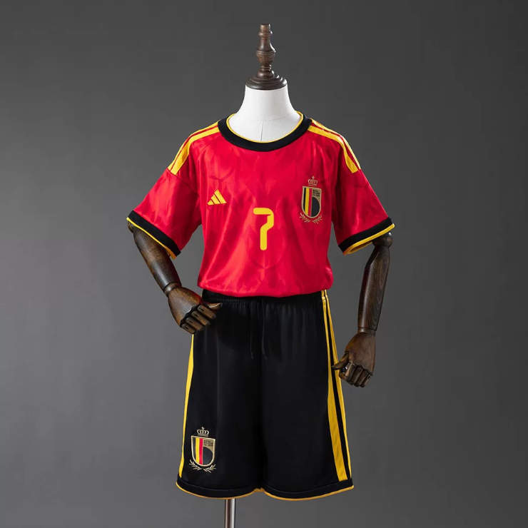 Barn Matchtröja Belgien VM 2026 Hemmaställ Kevin De Bruyne 7 Set-1