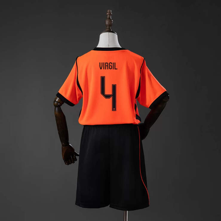 Nederländerna VM 2026 Hemmaställ Barn Virgil van Dijk 4 Matchtröja Set