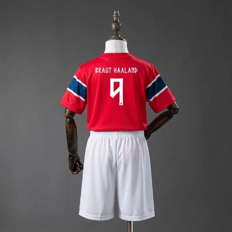 Norge Hemmaställ VM 2026 Barn Erling Haaland 9 Fotbollsställ med Shorts-1