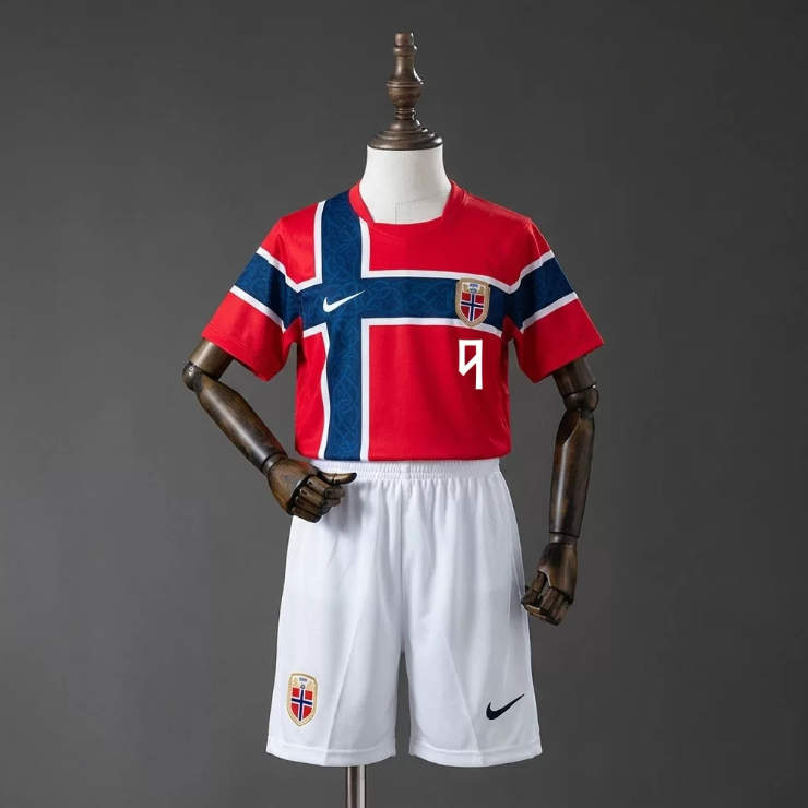 Norge Hemmaställ VM 2026 Barn Erling Haaland 9 Fotbollsställ med Shorts