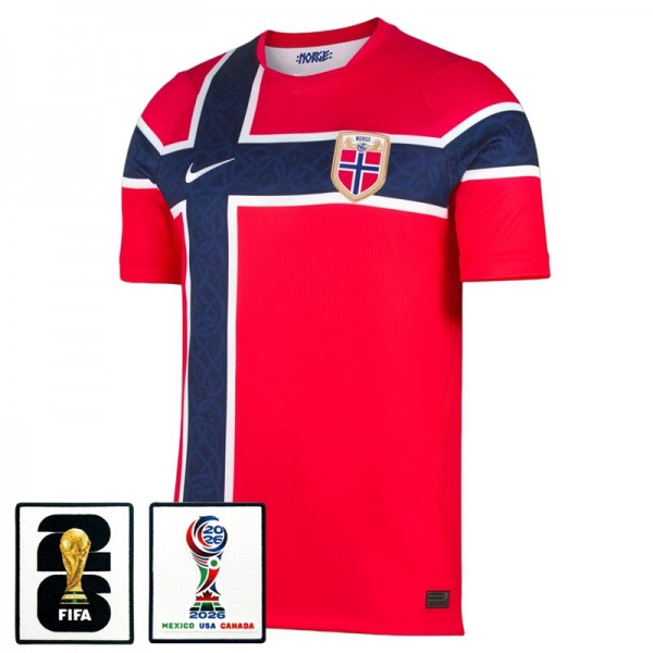 Norge VM 2026 Hemmaställ Herr Matchtröja med VM-Patch