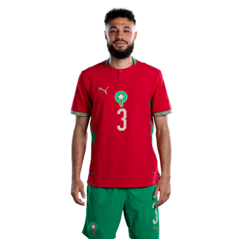 Marocko Matchtröja VM 2026 Noussair Mazraoui 3 Hemmaställ Herr Fotbollsställ