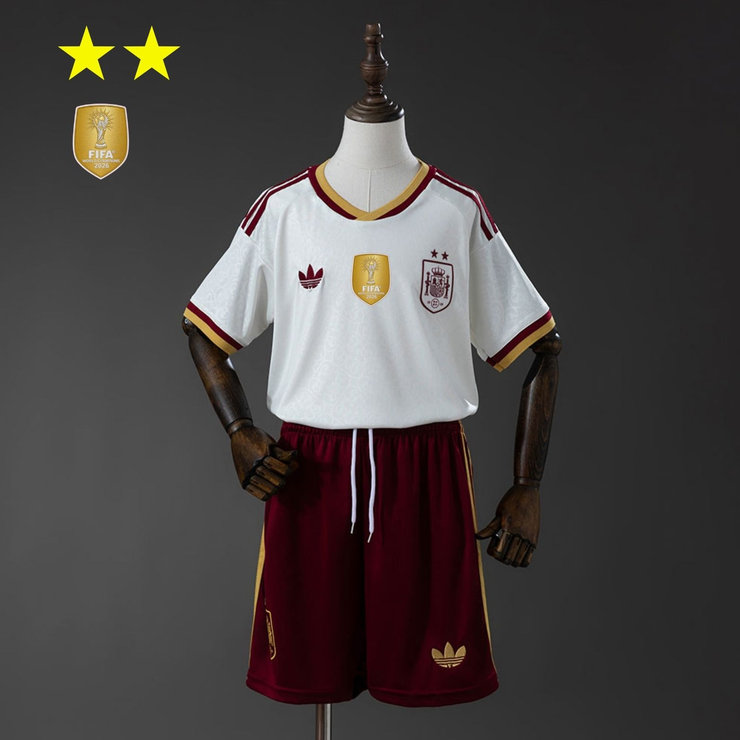 Spanien VM 2026 Bortaställ Barn Fotbollsställ Mästarutgåva Två Stjärnor