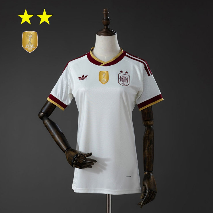 Spanien VM 2026 Bortaställ Dam Matchtröja Mästarutgåva Två Stjärnor