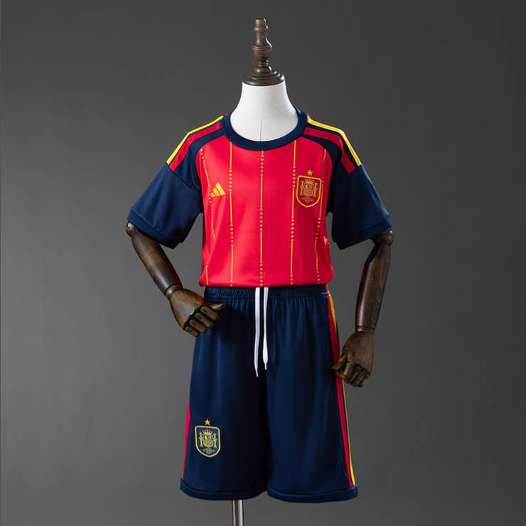 Spanien Hemmaställ VM 2026 Barn Fotbollsset med Shorts