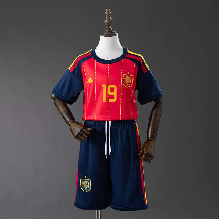 Spanien Hemmaställ VM 2026 Barn Lamine Yamal 19 Matchtröja med Shorts