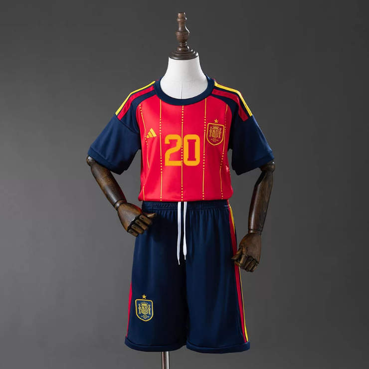 Spanien Hemmaställ VM 2026 Barn Pedri 20 Matchtröja med Shorts