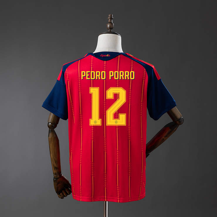 Spanien VM 2026 Hemmaställ Herr Pedro Porro #12 Matchtröja Mästarutgåva