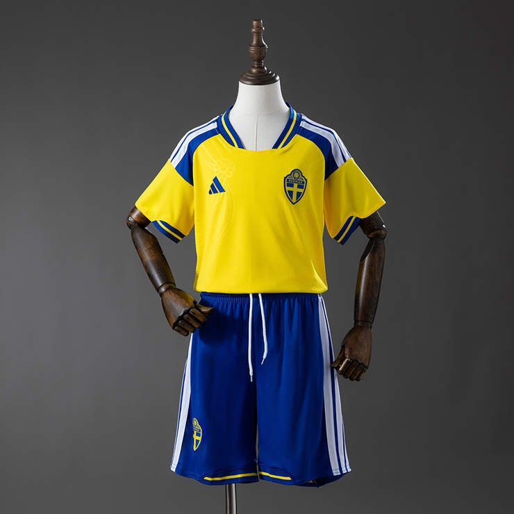 Barn Sverige VM 2026 Hemmaställ Matchtröja med Shorts