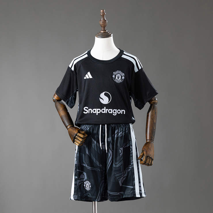 Manchester United 2026/27 Målvaktströja Barn Svart Matchtröja Set