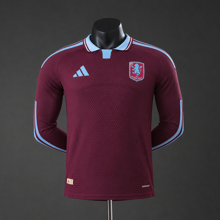 Aston Villa 2026/27 Hemmaställ Spelarversion Herr Vinröd Långärmad Matchtröja