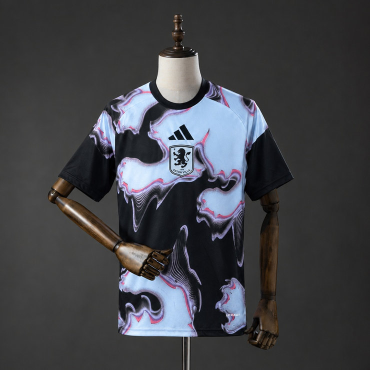 Aston Villa 2026/27 Uppvärmningströja Herr Svart Ljusblå och Rosa Matchtröja