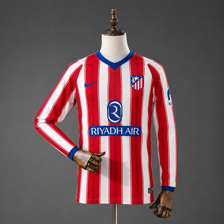 Atlético Madrid 2026/27 Hemmaställ Herr Långärmad Vit Röd och Marinblå Matchtröja