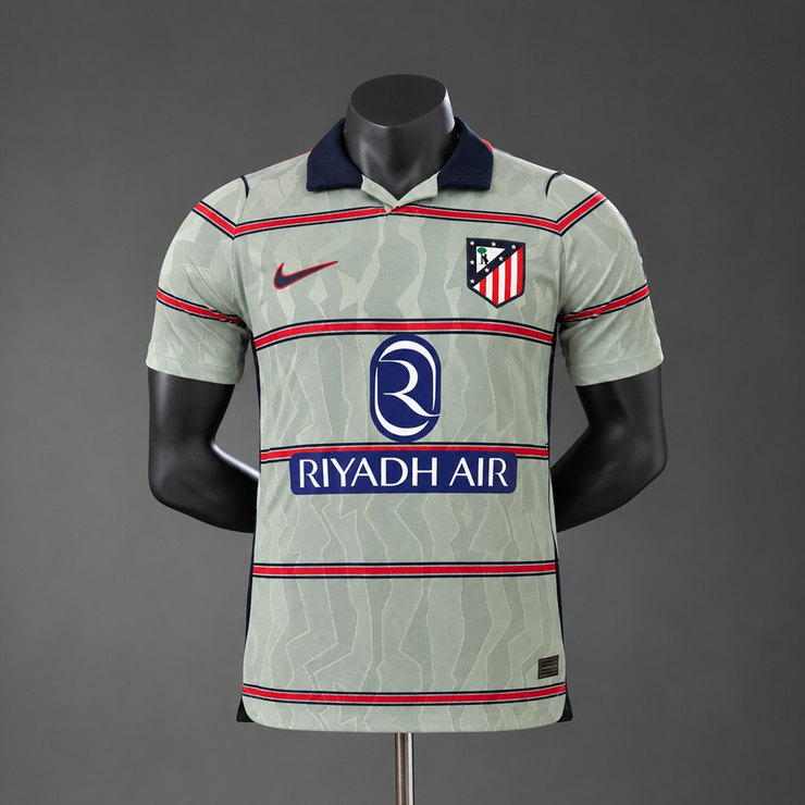 Atlético Madrid 2026/27 Tredjetröja Herr Spelarversion Ljusgrå Röd och Blå Matchtröja