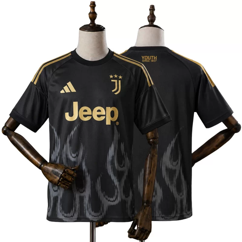 Juventus 2026/27 Tredjetröja Herr Kortärmad Svart och Guld Matchtröja
